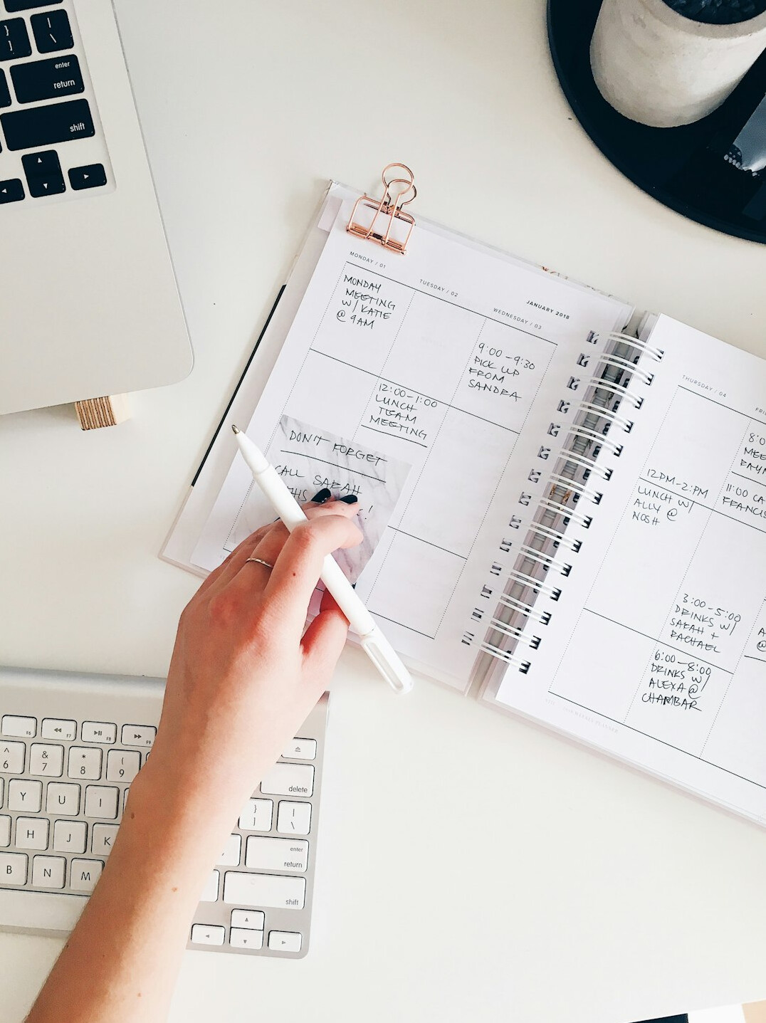 person planning healthy week