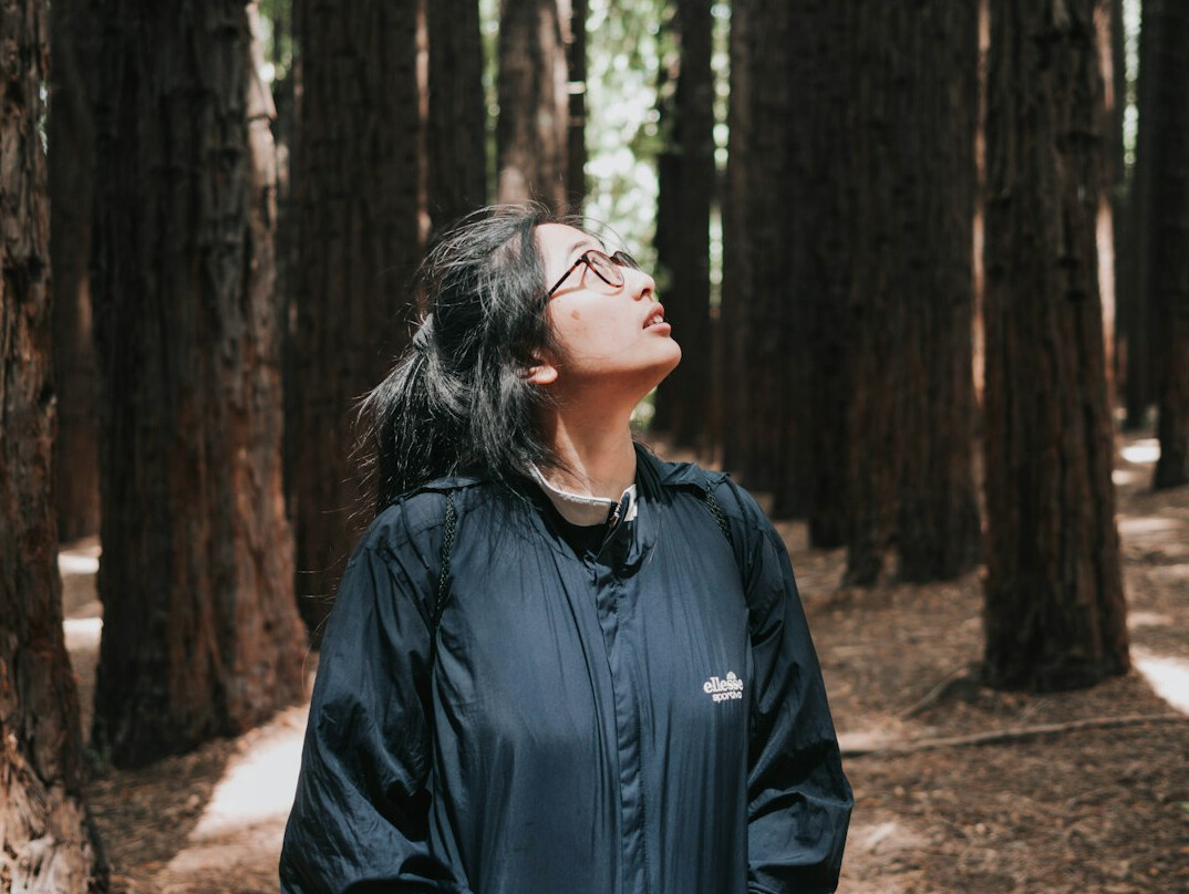 person practicing deep breathing
